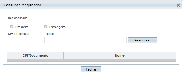 Ao clicar em <Buscar Projetos>, surgirá a tela: Digite o número do CAAE ou Nome do Projeto e clique em <Pesquisar> Em seguida,