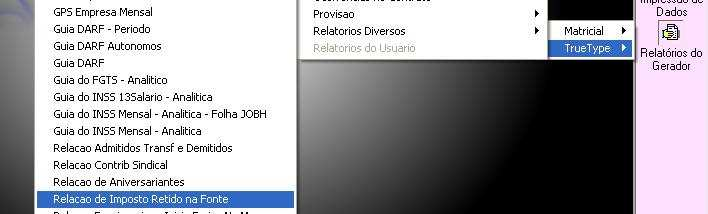 . DARF Caso haja Imposto Retido na Fonte sobre o pagamento da Parcela Final do 13o.Salário, o sistema poderá imprimir a Guia DARF para o recolhimento, siga os passos:.