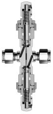 6 Válvulas Micrométricas aaaa Opções e cessórios Tipo Cruzado Séries S e M O fluído passa entre as portas laterais através da haste para qualquer posição da mesma.