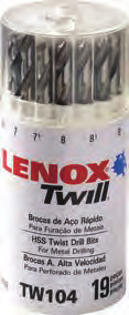 BROCAS PARA ETAL JOGO - AÇO RÁPIDO (HSS) TW 100 JG C/ 19 PEÇAS (mm) DIN 338-118º Split Point TW 100 JG C/ 25 PEÇAS (mm) DIN 338-118º Split Point TW 100 JG C/ 21 PEÇAS (pol) DIN 338-118º Split Point
