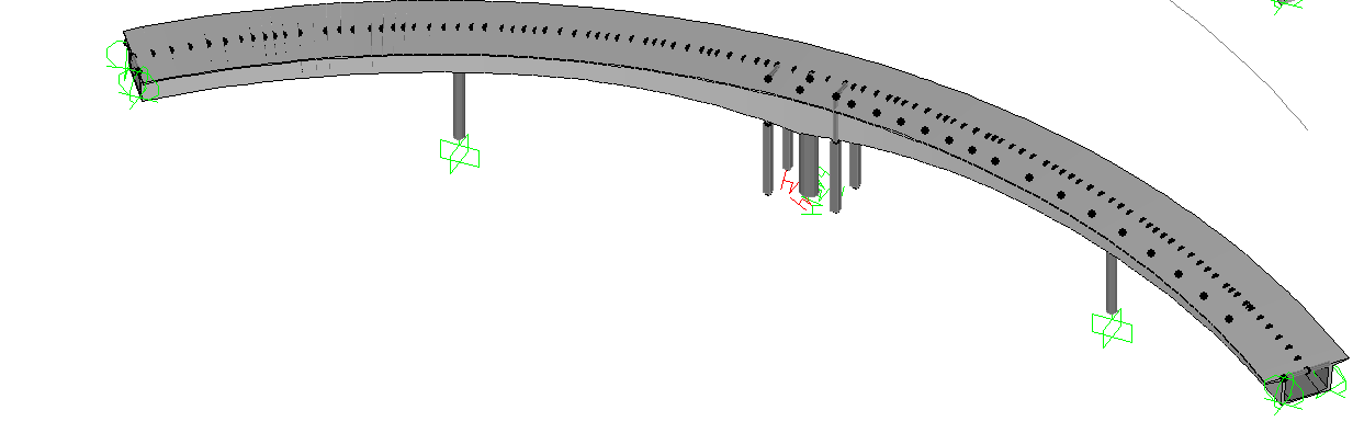 Figura 7 Planta do Viaduto Sobre a Rodovia Castelo Branco Figura 8 Modelo de cálculo renderizado Os seguintes parâmetros foram adotados: - Ciclo de 7 dias para execução das aduelas - umidade relativa
