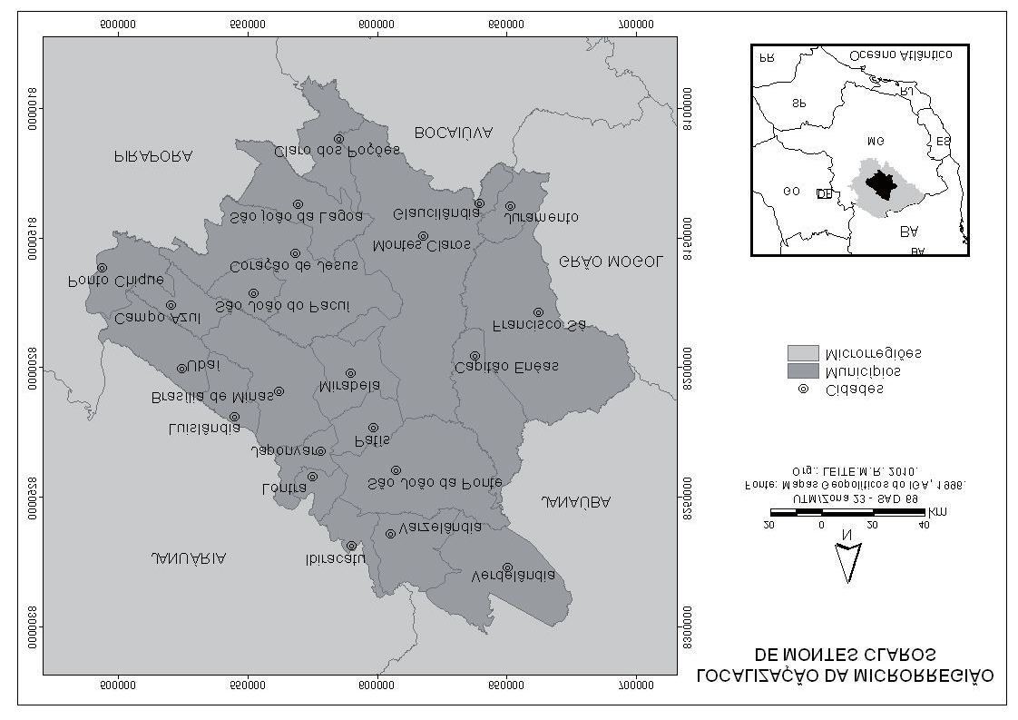Figura 01: Localização da microrregião de Montes Claros. Fonte: Mapas Geopolíticos do IGA, 1996. Org.: LEITE, M.R. 2010.