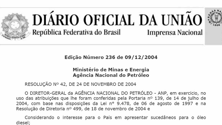 C&CQ DO BIODIESEL NO BRASIL DERIVADOS DE PETRÓLEO BIODIESEL METÍLICO - CANOLA CARACTERÍSTICA Aspecto Massa