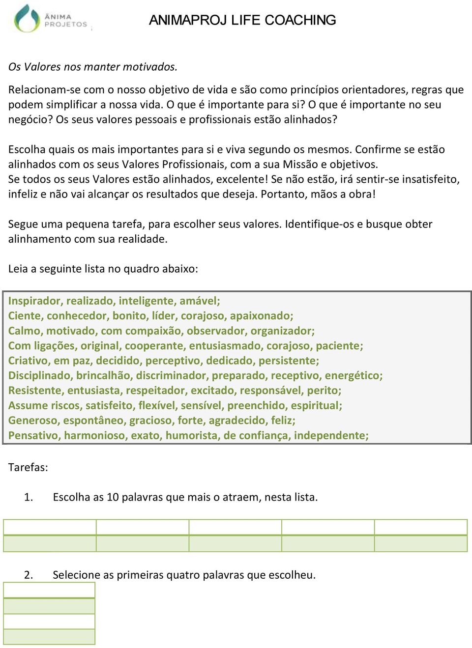 Confirme se estão alinhados com os seus Valores Profissionais, com a sua Missão e objetivos. Se todos os seus Valores estão alinhados, excelente!