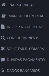 NAVEGAÇÃO No Portal, você terá alguns menus de navegação: Manual do Portal: O manual está disponível para leitura e/ou download.