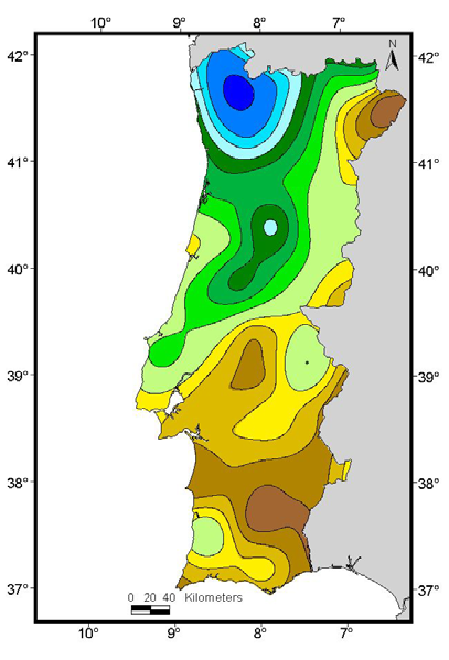 Precipitação Anual Simulação controlo