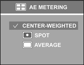 Velocidade ISO 1 Aperte o botão Menu / OK. 2 Pressione a seta para cima / para baixo ( / ) para selecionar VELOCIDADE ISO. 3 Aperte o botão Menu / OK para acessar o submenu.