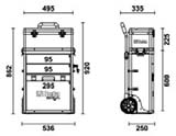 C41S - 4100S malas de ferramentas tipo trolley com dois módulos Características principais: estrutura em metal e topos em plástico que garantem uma alta robustez e peso reduzido.