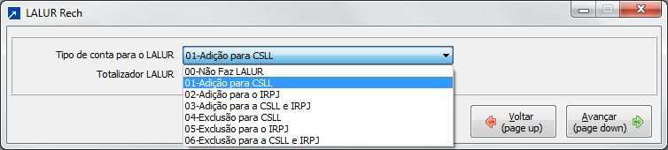 Ao efetuar um lançamento contábil o sistema irá carregar a configuração do plano de contas referente ao tipo de conta do LACS/LALUR para o lançamento, permitindo que o usuário possa modificar esta
