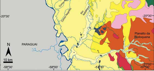 Figura 3 - Mapa geológico do Pantanal do Nabileque e áreas