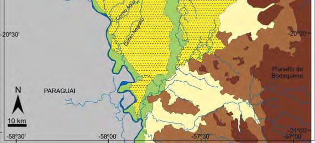 Figura 4 Mapa geomorfológico do Pantanal do Nabileque e áreas adjacentes, em