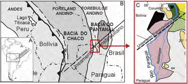 29 Figura 15 - Condicionamento do curso do rio Paraguai por estruturas NE relacionadas ao Lineamento Transbrasiliano.