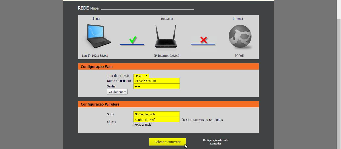 CONFIGURAÇÃO INICIAL 4 1. Abra seu navegador de internet padrão. 2. Digite na barra de endereço o seguinte endereço IP 192.168.0.1 e pressione enter. 3.