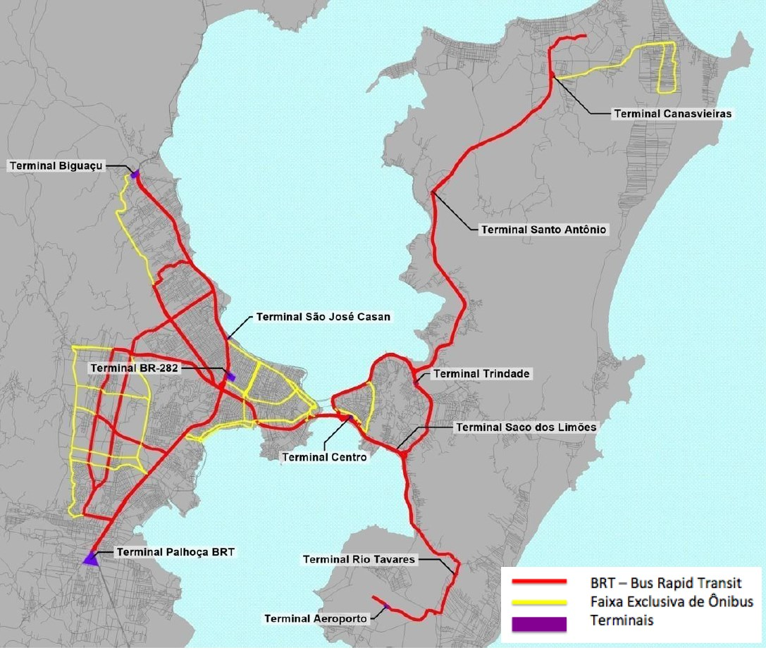13 Plano de Mobilidade Urbana Sustentável para Grande Florianópolis: - Priorização de modos não motorizados: ruas completas, zonas 30, ampliação da rede cicloviária.
