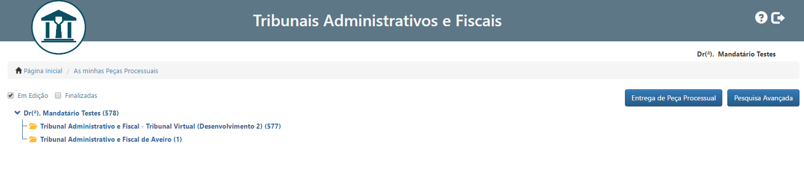 Como posso consultar as peças processuais em edição? O SITAF passa a possibilitar ao mandatário guardar o registo de entrada antes de o submeter.