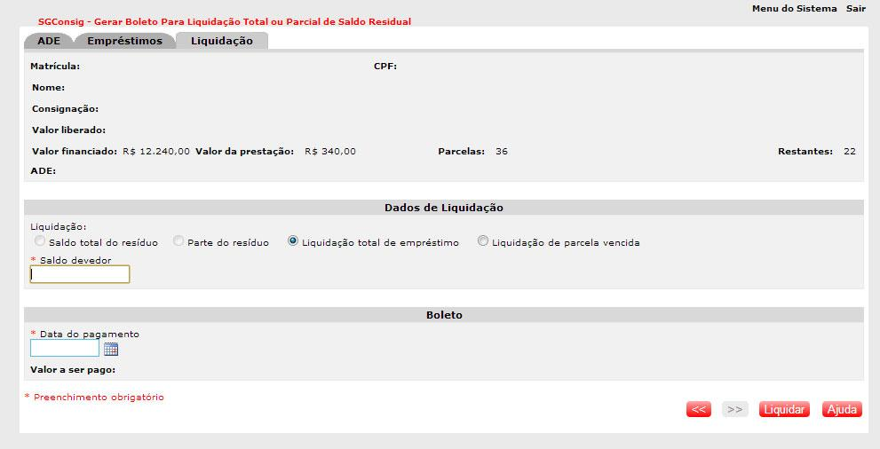 Imagem23- Tela Liquidação de Empréstimos Efetivação.