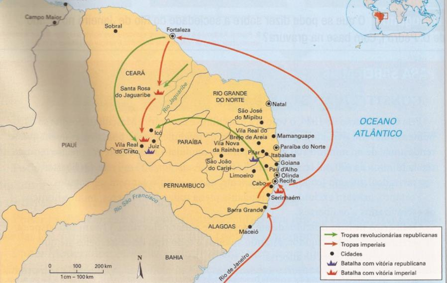 Confederação do Equador (1824) Movimento separatista, de caráter popular e urbano; Fatores: Contrária ao autoritarismo de D.