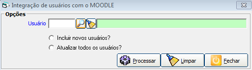 4.6 IMPORTAÇÃO DE OBJETIVOS Rotina para importar objetivos. Modelo de planilha padrão. 4.7 INTEGRAÇÃO DE USUÁRIOS MOODLE Nessa tela é realizada a integração dos usuários.