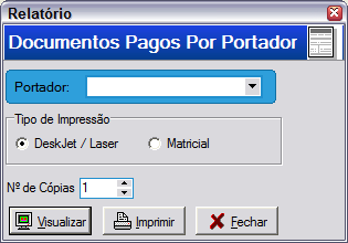 9. RELATÓRIOS Tela de Parâmetros Janela padrão para todos os relatórios do sistema Abre uma janela para