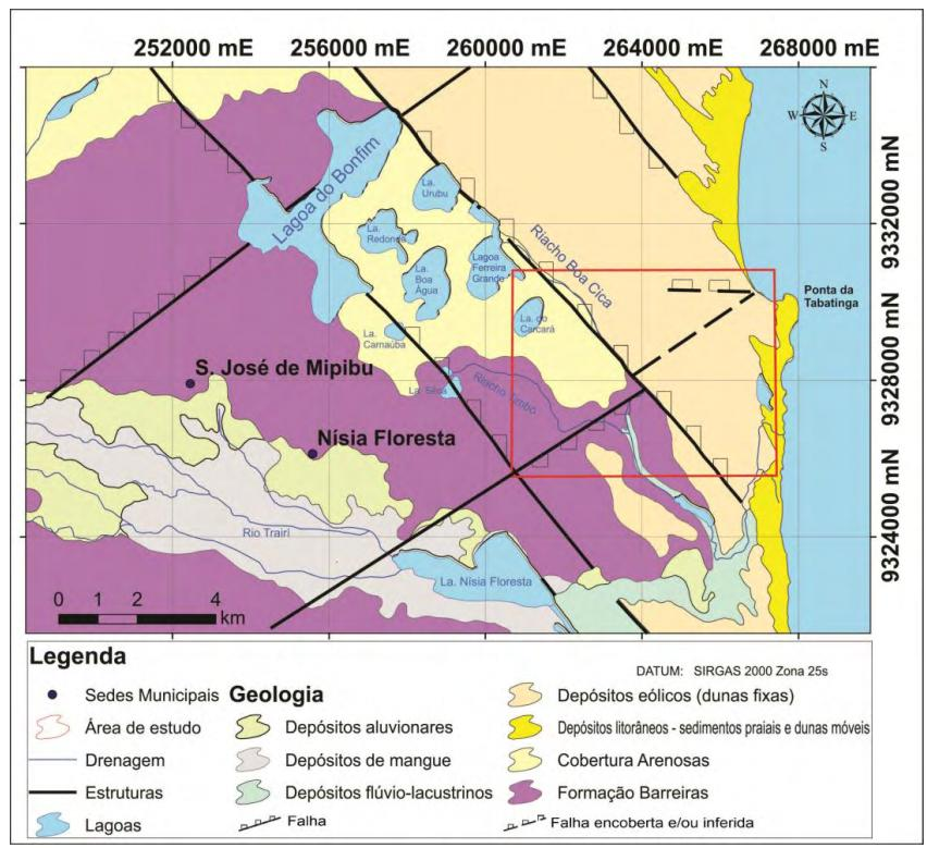 Reportando-se especificamente à área da presente pesquisa, as evidências dessa estruturação envolvem desde observações de natureza geomorfológica, geofísica rasa e profunda (GPR e Gravimetria,