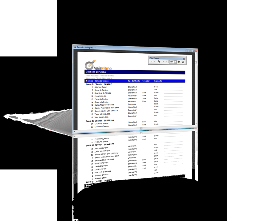 Impressões de seguida Com esta funcionalidade pode imprimir e enviar por email, em formato PDF, documentos para vários destinatários utilizando a informação da respectiva ficha.