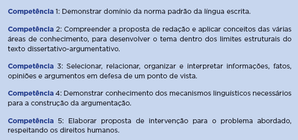 As competências exigidas Será atribuída uma nota entre 0 (zero) e 1000 (mil)