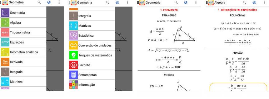 Figura 5 - Aplicativo Fórmulas Free O aplicativo Fórmulas Free apresenta os resultados da análise de critérios didáticos conforme é mostrada a Tabela 6.