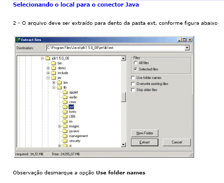 Extrair a pasta para C:\Arquivos de programas\java\jdk1.6.0_06\jre\lib\ext Ou C:\Program Files\Java\jdk1.6.0_11\jre\lib\ext dependendo da versão.