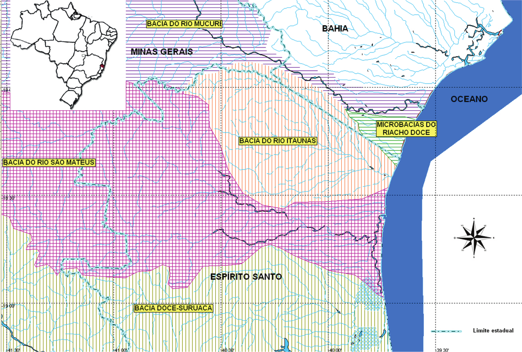 3 L. M. Sarmento-Soares & R. F. Martins-Pinheiro Peixes do Norte do Espírito Santo Figura 2. Mapa das bacias do norte do Espírito Santo, mostrando as bacias limítrofes.