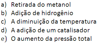 EXERCÍCIOS O metanol (CH 3 OH) é um combustível alternativo que pode se produzido, em condições adequadas, a partir do monóxido de carbono (CO) e hidrogênio (H 2