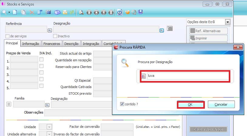 2º Opção Também se pode criar uma ficha de artigo por outra já existente com as características semelhantes.