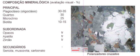 62 reatividade potencial. A Figura11 traz uma descrição da rocha bem como uma imagem. Sua classificação é biotita-gnaisse.