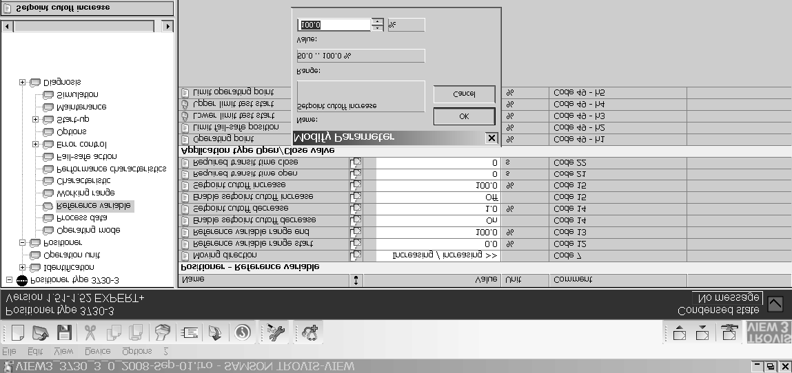 Definições no software TROVIS-VIEW 1. Clique numa das pastas na árvore esquerda de directórios para ver as definições do parâmetro no lado direito.