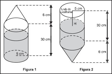 Volume do cone: V cone = Considerando-se essas informações, qual é o