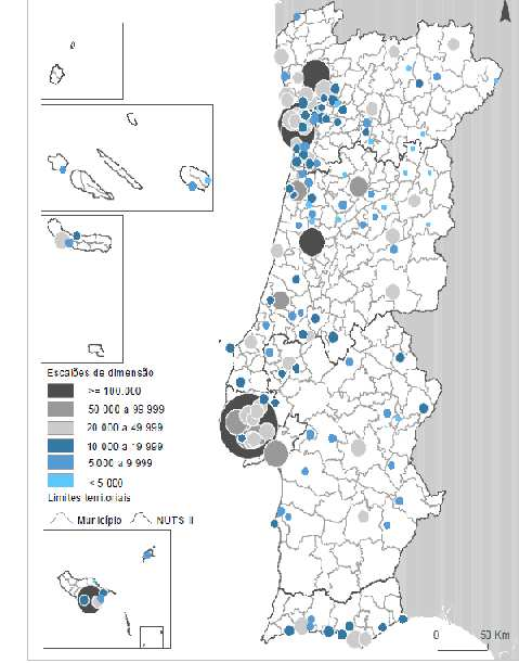 Nas 159 cidades portuguesas residem 4,5 milhões de indivíduos, o que corresponde a 42% da