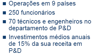 Omnisys: São Caetano Radares, 250 funcionários Parceiros: Unicamp IPT; USP ITA;