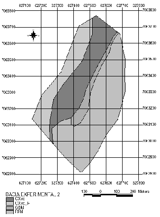 após o término da chuva) é maior na Bacia 2, já que com a predominância deste solo, sua capacidade de armazenar a água, é menor. Tabela 2 - Solos da Bacia 2.
