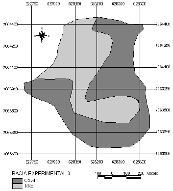 profundo, como ocorreu nas Bacias 1 e 2. Porém, como a topografia da Bacia 3 é mais movimentada, estas áreas de ocorrência são pequenas e isoladas.