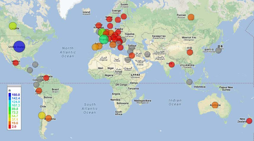 Para publicar esses 1.515 artigos, os pesquisadores brasileiros da área de PO colaboraram com autores de outros 48 países.