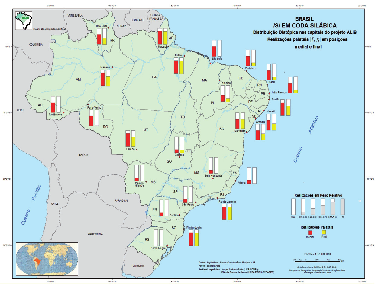 Percursos da geolinguística no Brasil / Ca rd o s o & Mo t a 139 A carta /S/ em coda silábica.