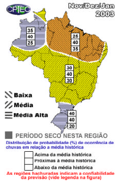 Figura 1 Previsão Climática para o trimestre novembro e dezembro de 2002, e janeiro de 2003 1.