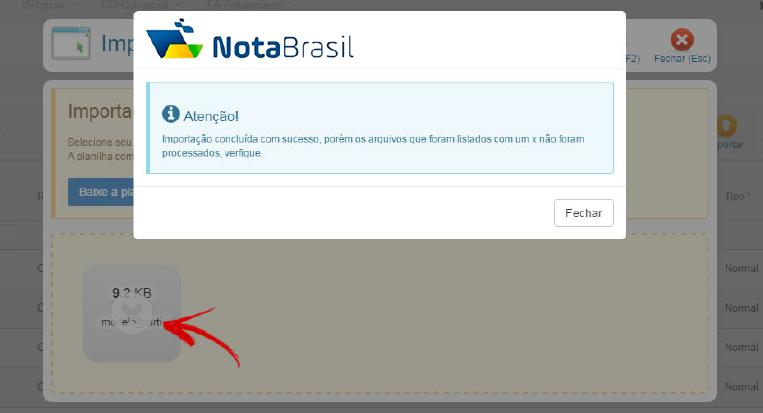 Correto, que é simbolizada com um sinal de correto. Nesse caso sua importação foi feita com sucesso.