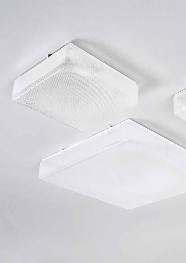 76 salientes & suspensas surfae & suspended adosables & suspendidas apparents & suspendus en range of high performane surfae mounting luminaires with high quality and purity aryli diffuser.