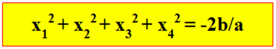 Equação Biquadrada Propriedades: 1. A soma das raízes da equação biquadrada é nula: 2.