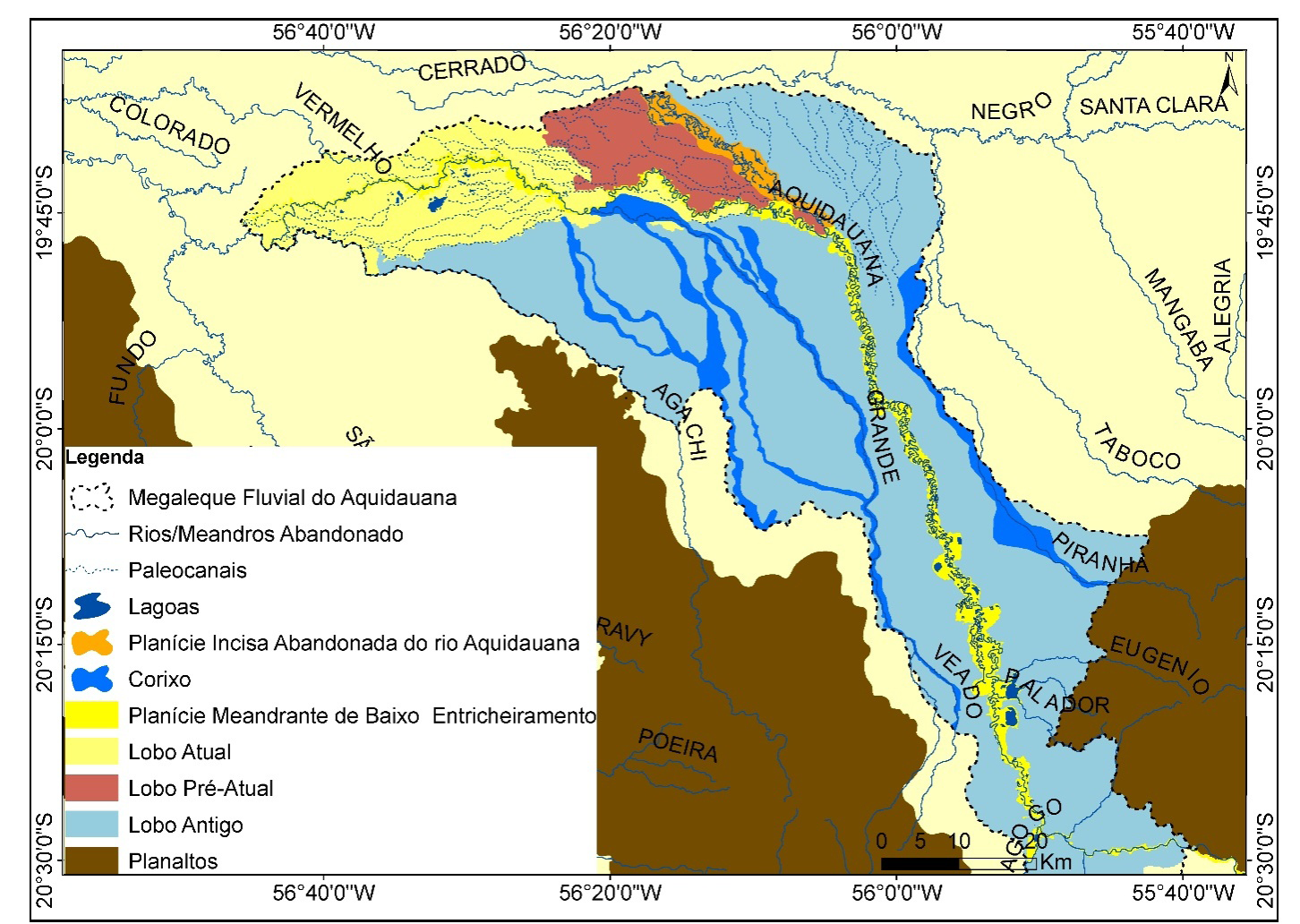 As feições geomorfológicas presentes no Megaleque Fluvial do Aquidauana têm mudado desde o final do Pleistoceno numa adaptação ao clima do Holoceno mais quente e úmido (Figura 5).