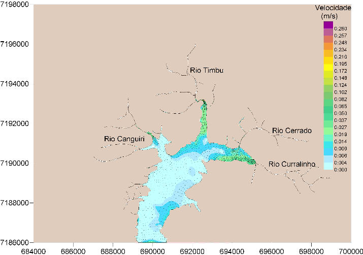 onde o esgoto coletado é armazenado e conduzido para tratamento na ETE Menino Deus (Xavier, 2005). Figura 3 Padrão de circulação no reservatório do Irai.