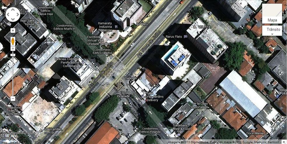 O estudo foi realizado no cruzamento entre a Al. Lorena x Av. Nove de Julho. Esse cruzamento está inserido no Bairro Jardim Paulista.