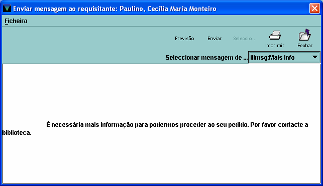 4.1.4 Notificar e enviar mensagem ao utilizador Pedir mais