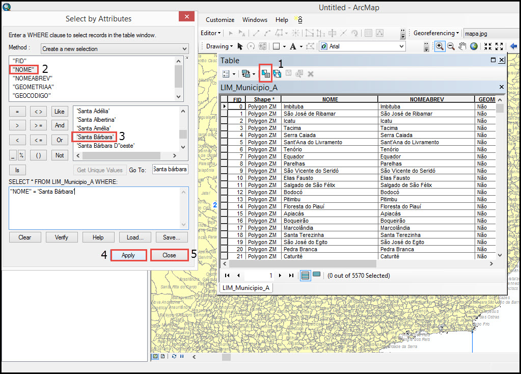 2.2. Criação de pontos georreferenciados no ArcGIS 10.2 Depois de marcar os pontos, digite as coordenadas no Excel, como mostrado na figura 8. Salve em xls. ou xlsx.