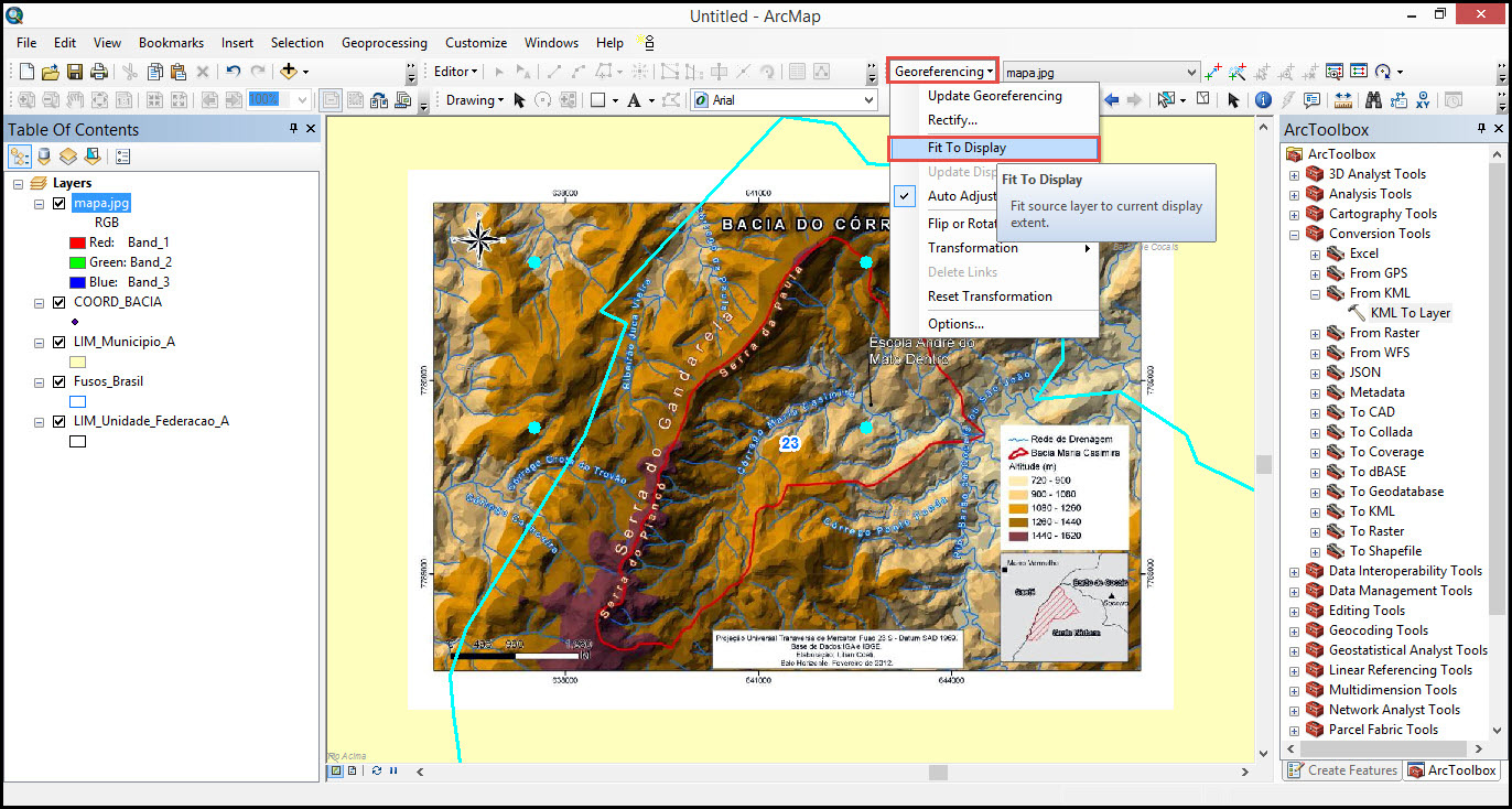 Na figura 16, pode ser observada a tabela de atributos do shapefile criado e em seguida selecione- as em Switch Selection. Figura 16: ARCGIS 10.